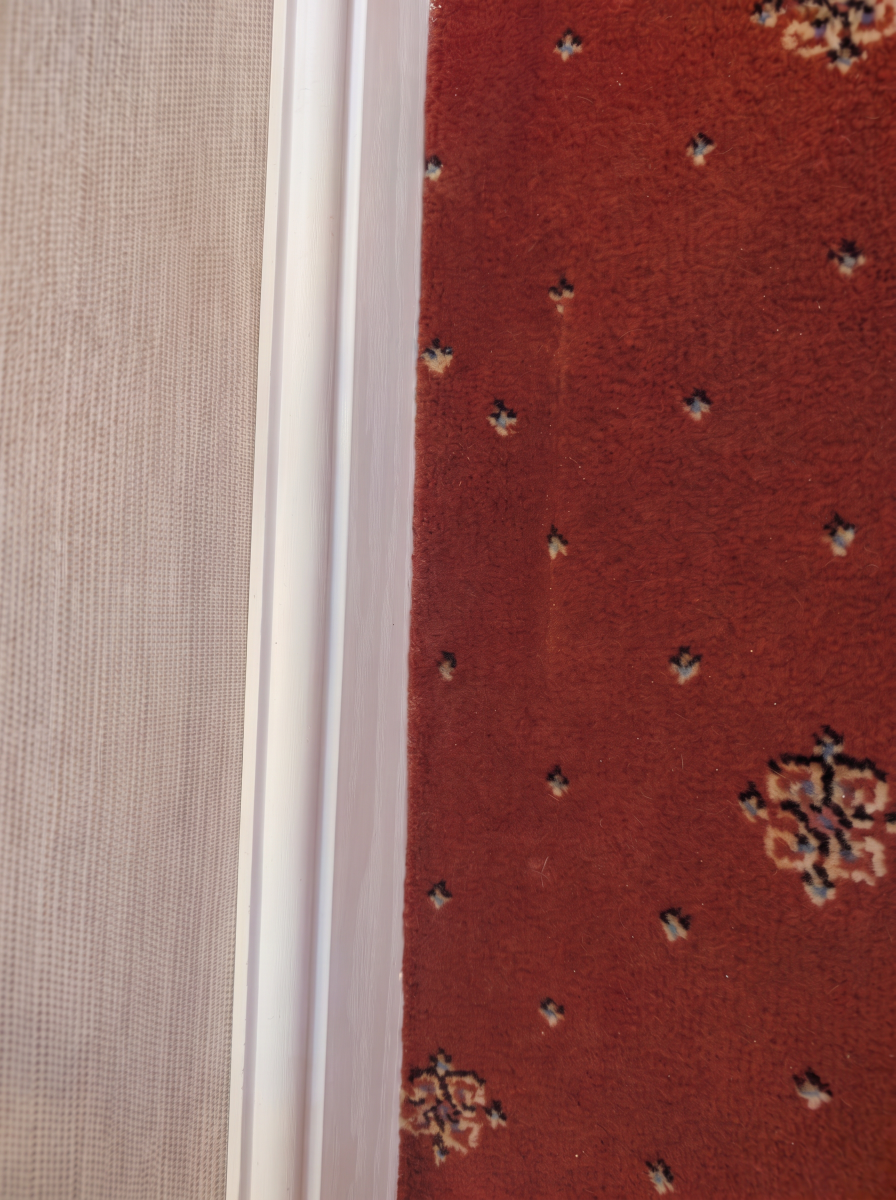 Carpet repair by a doorway in Rotherham, after professional cleaning