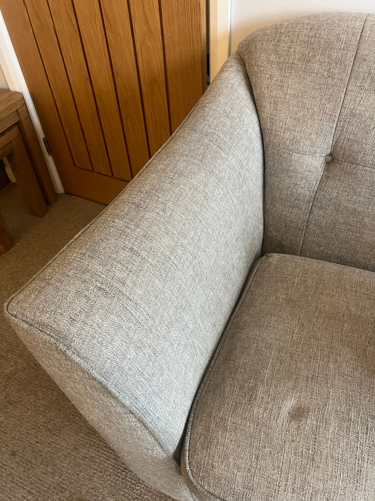 Stained sofa cushion cleaned in Rotherham, after professional cleaning
