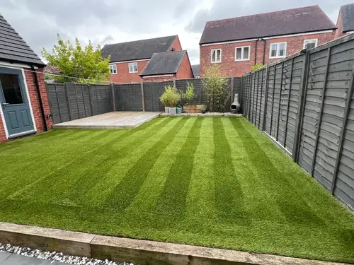 Artificial lawn restoration, Rotherham, after professional cleaning