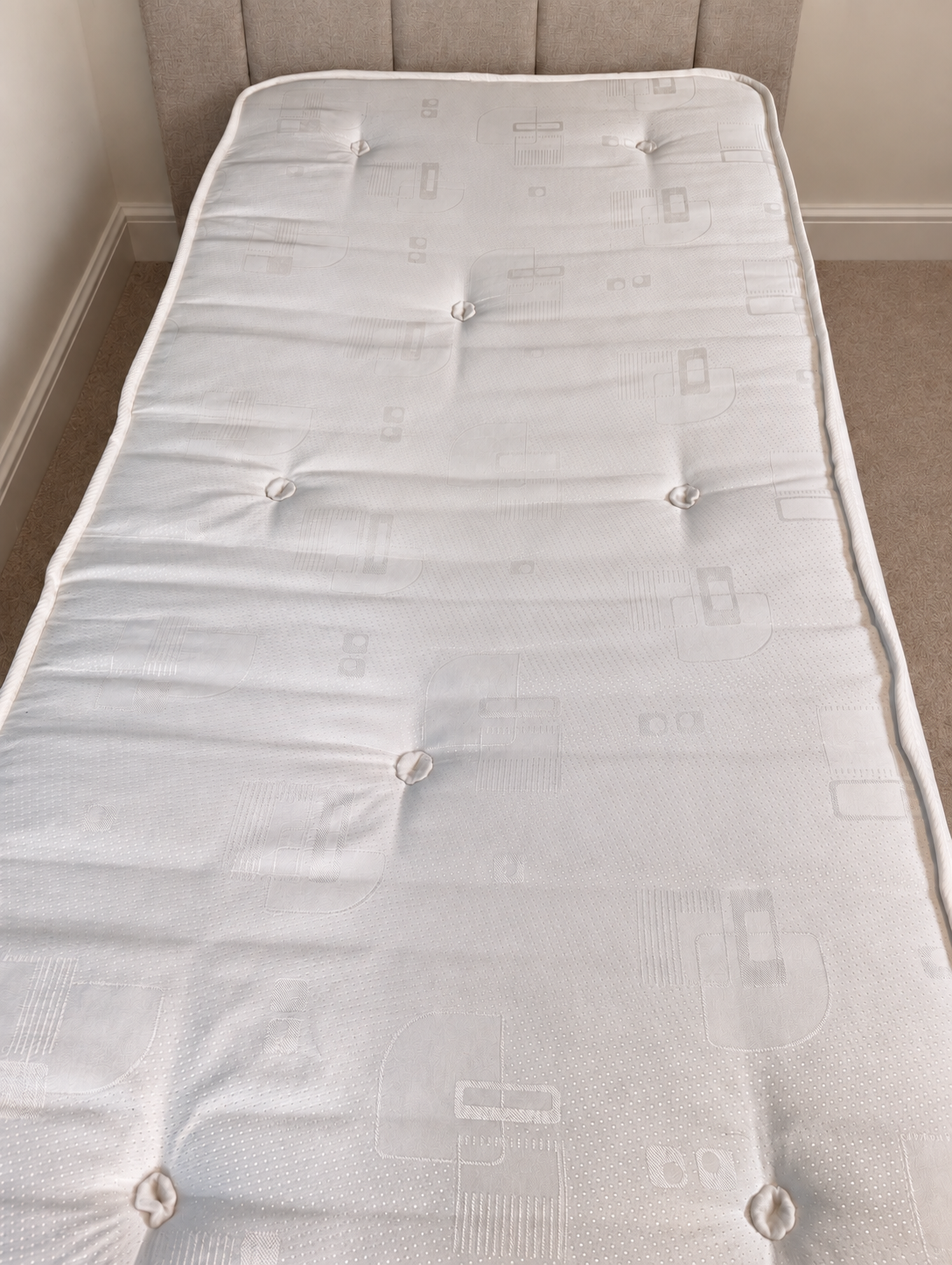 Stained mattress corner cleaned in Rotherham, after professional cleaning