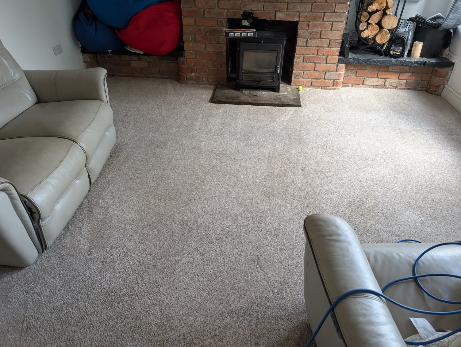 Hallway carpet stain removal before and after in Rotherham, after professional cleaning