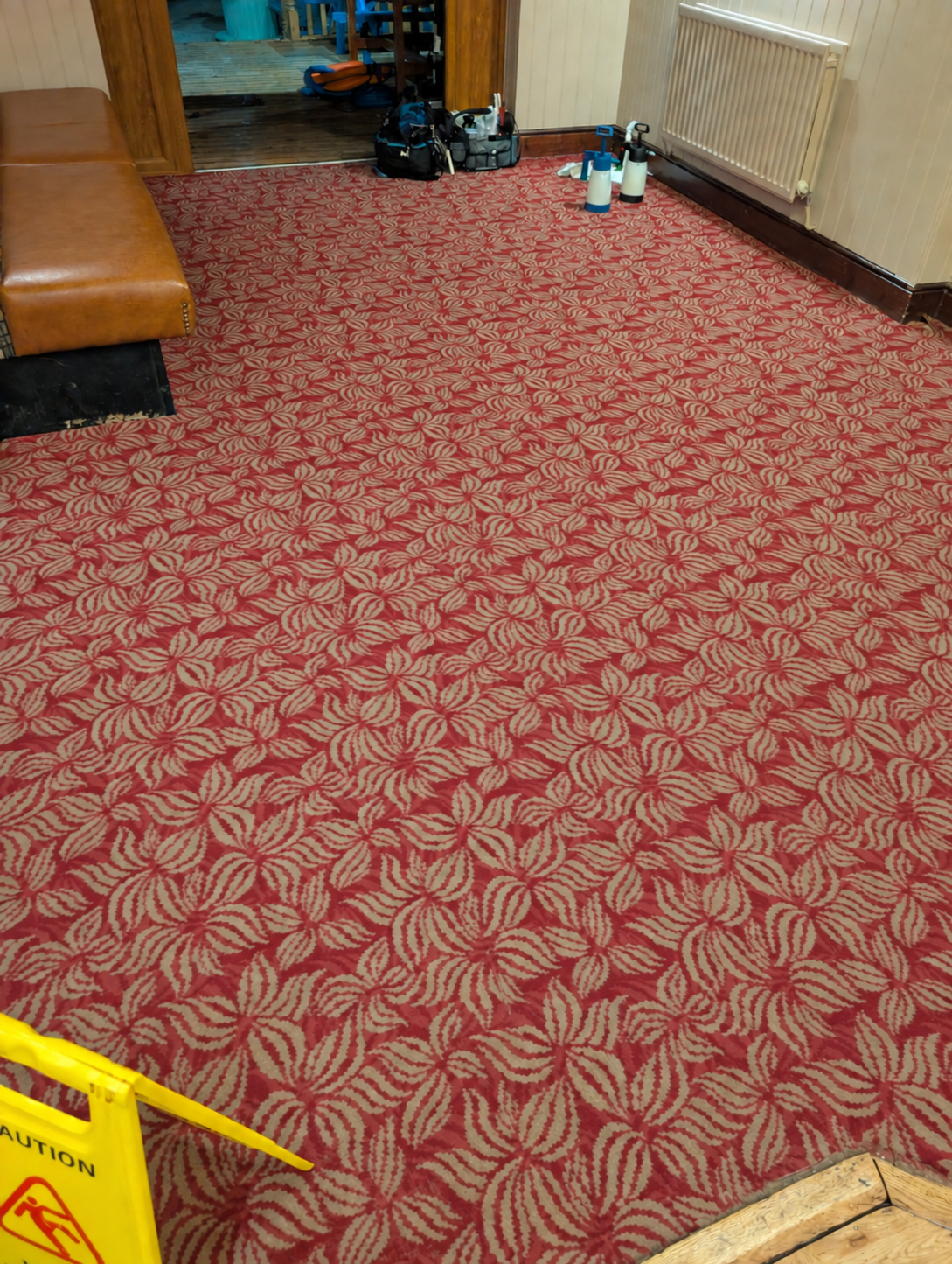 Commercial carpet cleaned and brightened in Rotherham, after professional cleaning