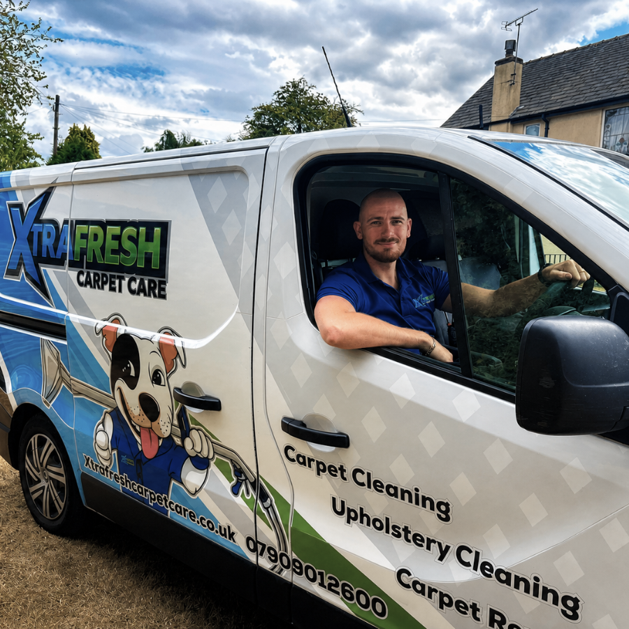 Jake Harle in the XtraFresh Carpet Care van