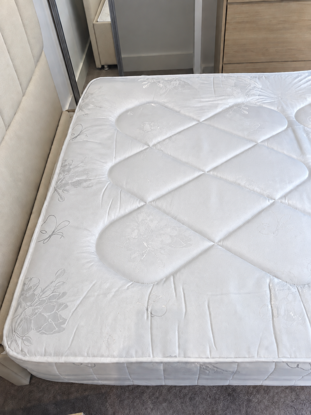 Sweat-marked mattress refreshed in Rotherham, after professional cleaning