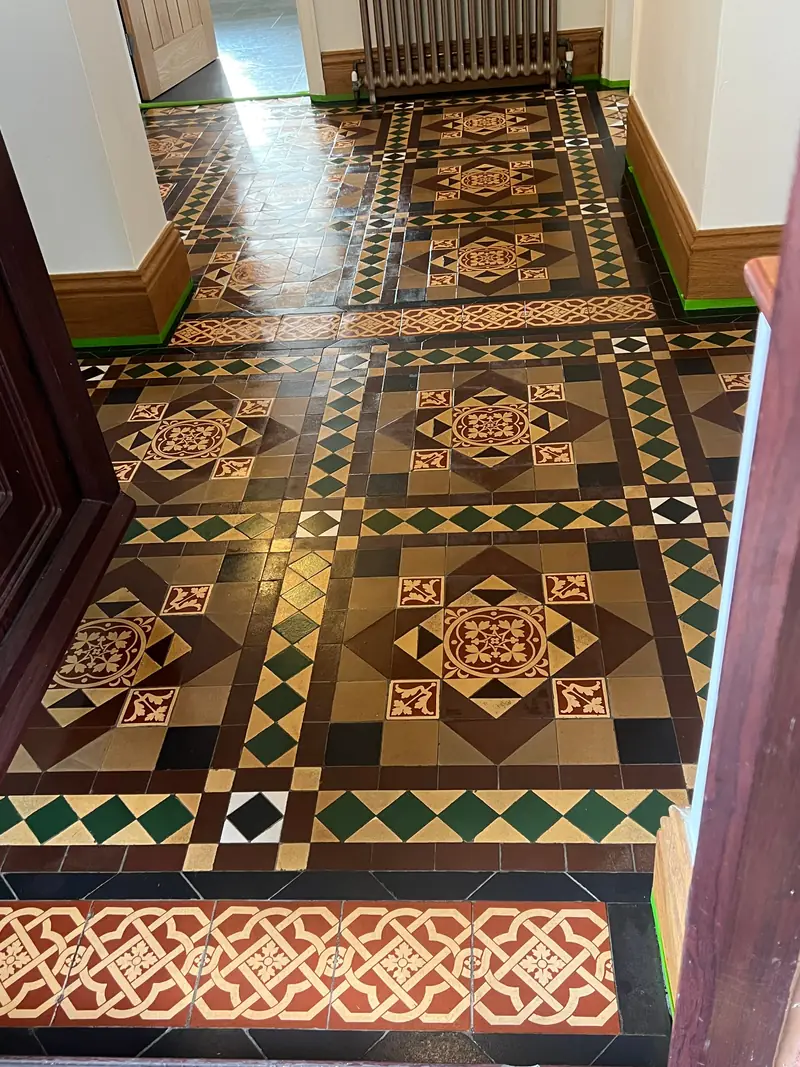 Restored tiled hallway floor in Rotherham after professional cleaning